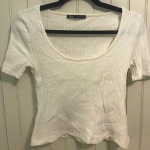 Zara Short Sleeve Ribbed Top NWOT